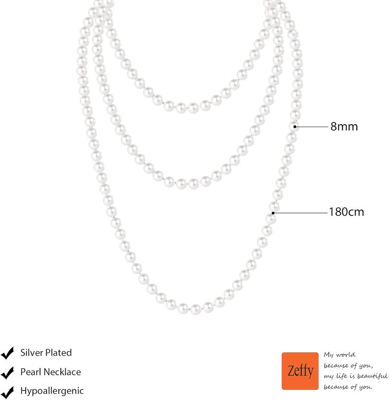 Zeffy Pearl Necklace 8MM Dainty Round Imitation Pearl Choker Necklace Wedding Pearl Necklace Delicate Jewelry for Women Simple Bridesmaid Jewelry Gifts - Image 2